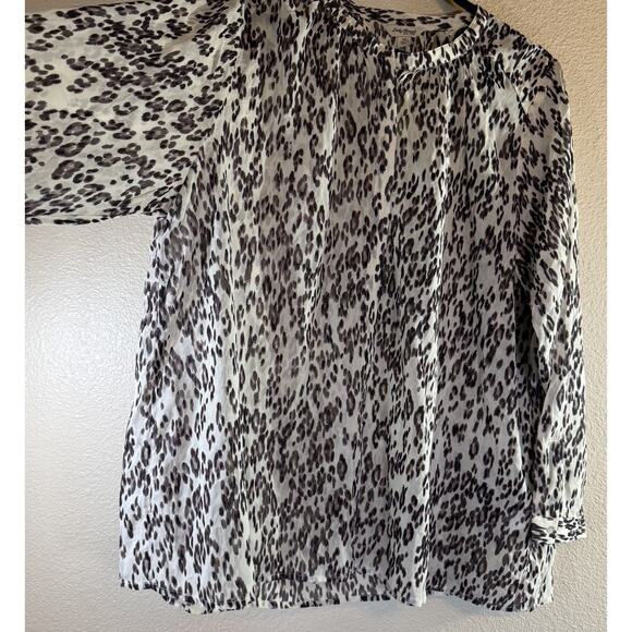 NWT Lucky Brand Plus 3X Womens Blouse Leopard Print Long Sleeve Half Button - Picture 3 of 11